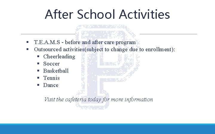 After School Activities § T. E. A. M. S - before and after care