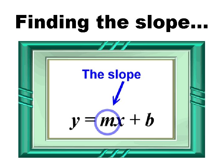 Finding the slope… 