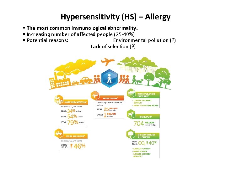 Hypersensitivity (HS) – Allergy § The most common immunological abnormality. § Increasing number of