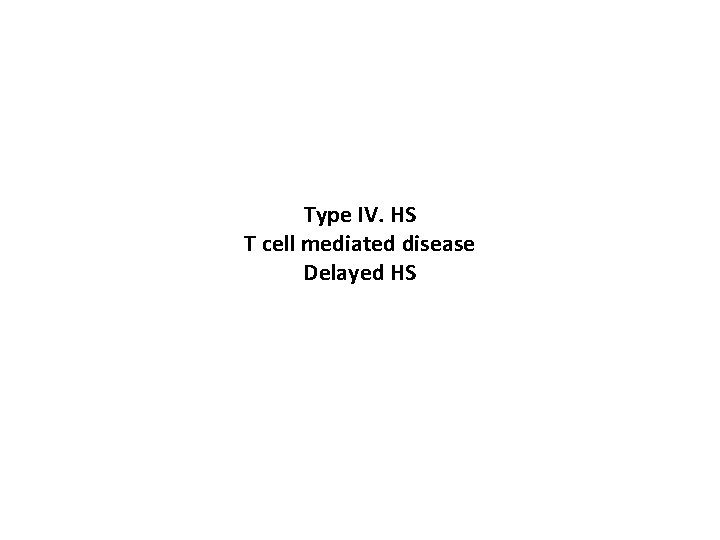 Type IV. HS T cell mediated disease Delayed HS 
