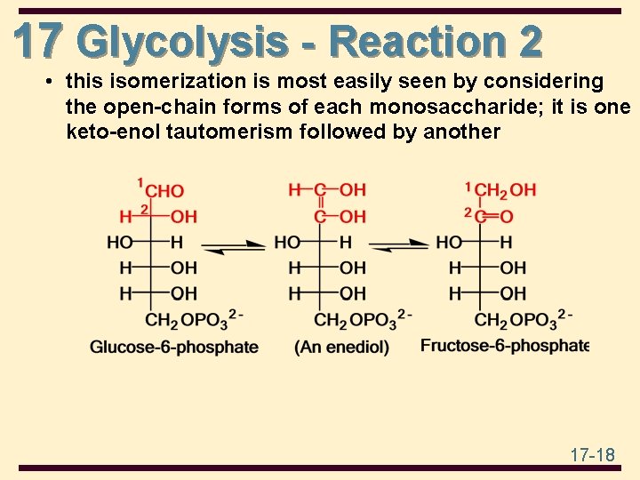 17 Glycolysis - Reaction 2 • this isomerization is most easily seen by considering