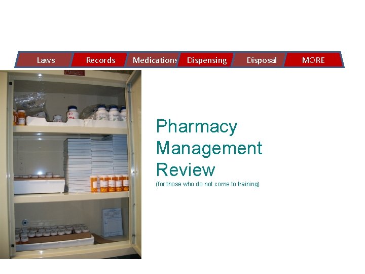 Laws Records Medications Dispensing Disposal Pharmacy Management Review (for those who do not come