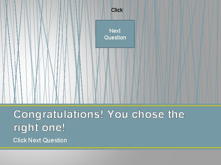 Click Next Question Congratulations! You chose the right one! Click Next Question 