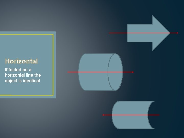 Horizontal If folded on a horizontal line the object is identical 