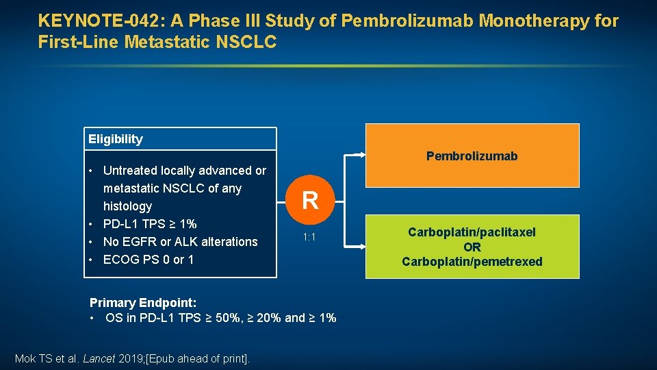 KEYNOTE-042: A Phase III Study of Pembrolizumab Monotherapy for First-Line Metastatic NSCLC Eligibility Pembrolizumab