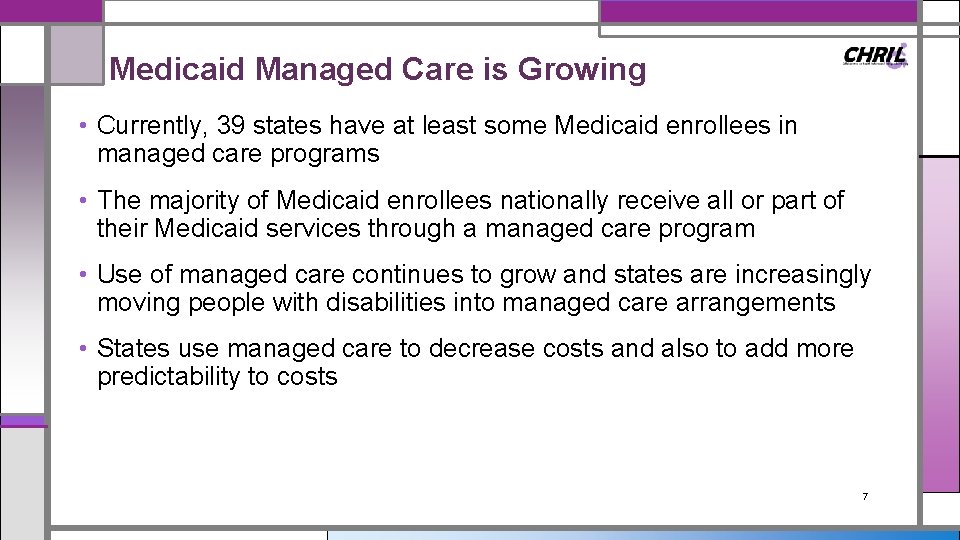 Medicaid Managed Care is Growing • Currently, 39 states have at least some Medicaid