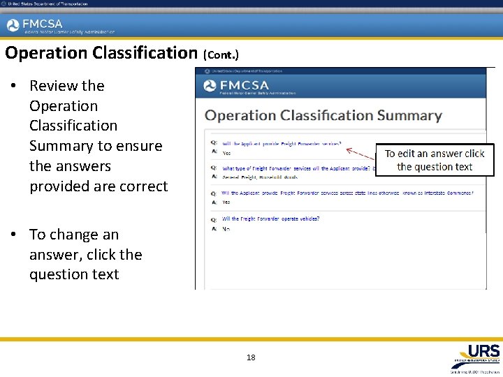 Operation Classification (Cont. ) • Review the Operation Classification Summary to ensure the answers