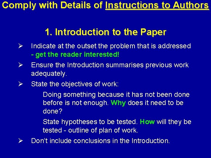 Comply with Details of Instructions to Authors 1. Introduction to the Paper Ø Ø