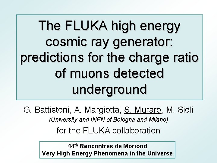 The FLUKA high energy cosmic ray generator: predictions for the charge ratio of muons