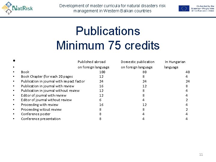 Development of master curricula for natural disasters risk management in Western Balkan countries Publications