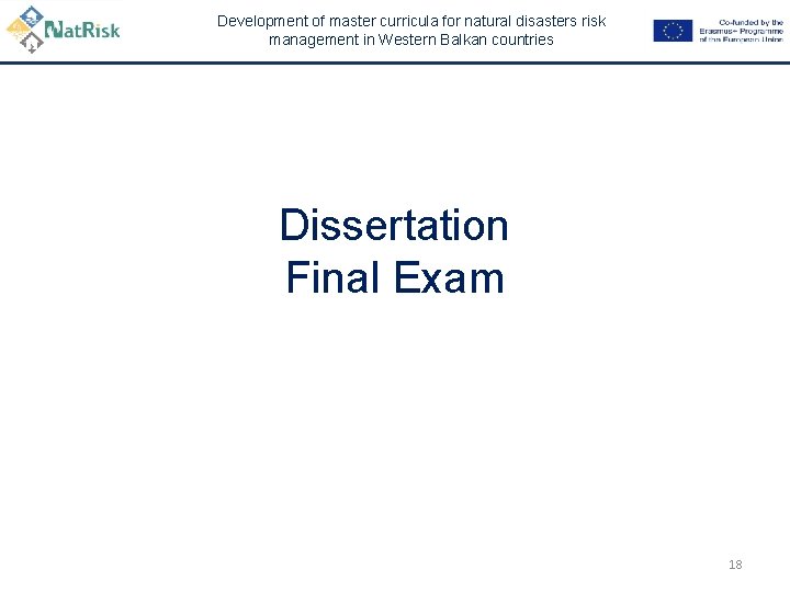 Development of master curricula for natural disasters risk management in Western Balkan countries Dissertation