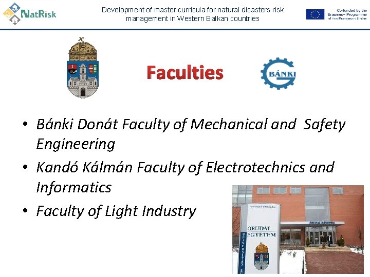 Development of master curricula for natural disasters risk management in Western Balkan countries Faculties