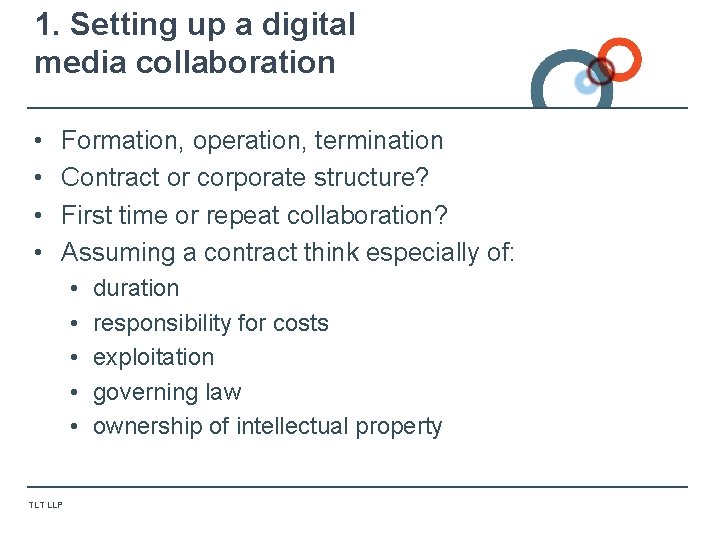 1. Setting up a digital media collaboration • • Formation, operation, termination Contract or 1. Setting up a digital media collaboration • • Formation, operation, termination Contract or