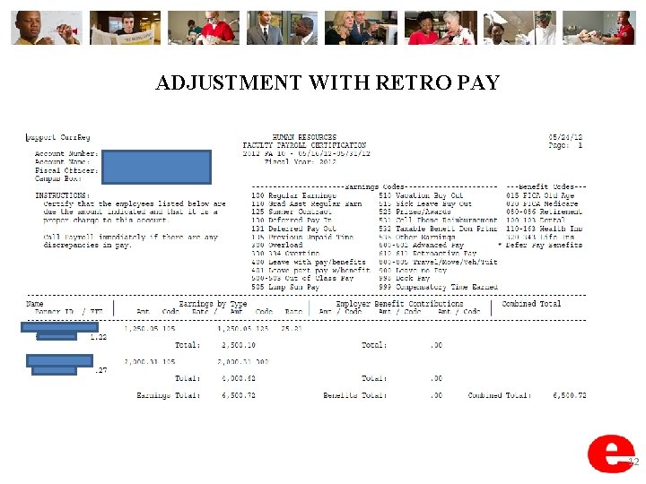 ADJUSTMENT WITH RETRO PAY 12 