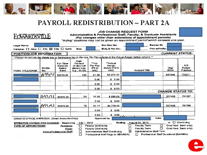 PAYROLL REDISTRIBUTION – PART 2 A 18 