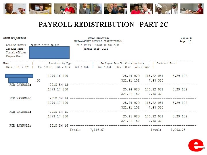 PAYROLL REDISTRIBUTION –PART 2 C 20 