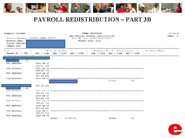 PAYROLL REDISTRIBUTION – PART 3 B 23 