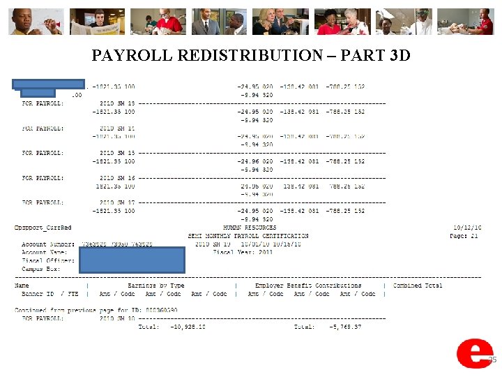 PAYROLL REDISTRIBUTION – PART 3 D 25 