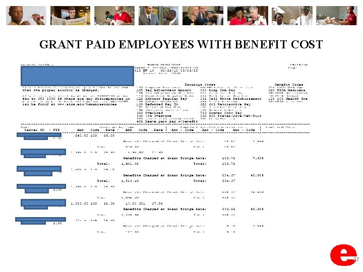 GRANT PAID EMPLOYEES WITH BENEFIT COST 27 