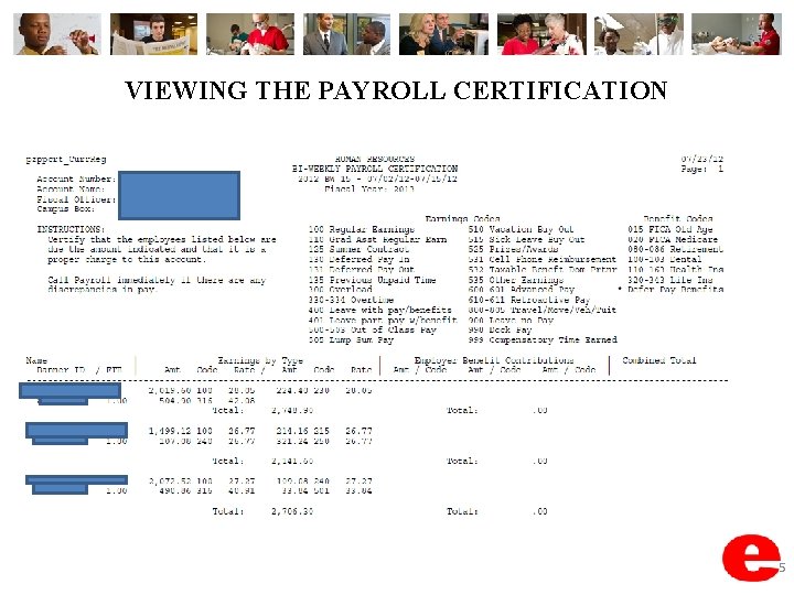 VIEWING THE PAYROLL CERTIFICATION 5 