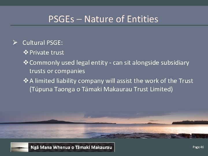 PSGEs – Nature of Entities Ø Cultural PSGE: v. Private trust v. Commonly used