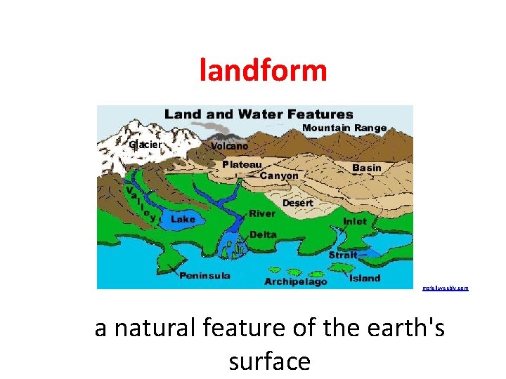 landform msfell. weebly. com a natural feature of the earth's surface 