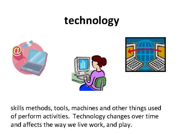 technology skills methods, tools, machines and other things used of perform activities. Technology changes