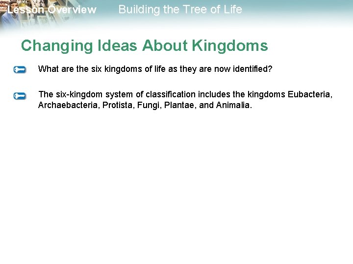 Lesson Overview Building the Tree of Life Changing Ideas About Kingdoms What are the