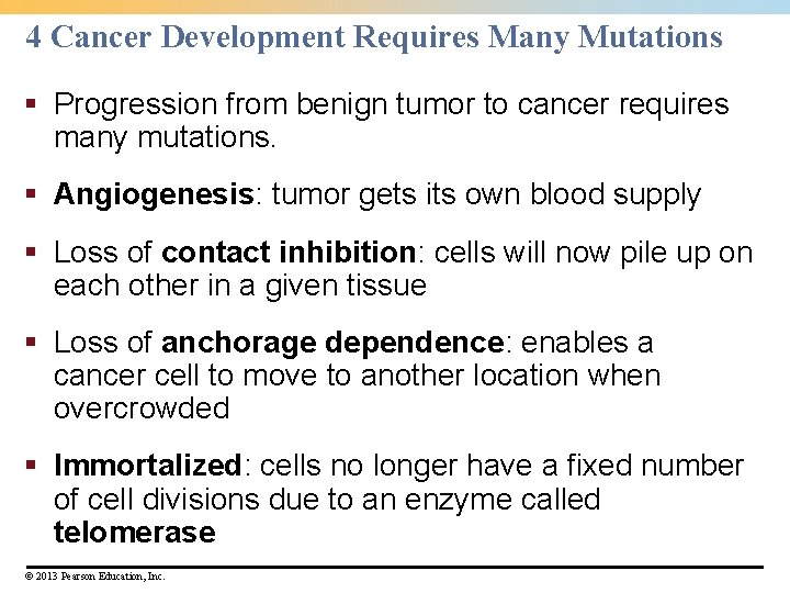 4 Cancer Development Requires Many Mutations § Progression from benign tumor to cancer requires 4 Cancer Development Requires Many Mutations § Progression from benign tumor to cancer requires