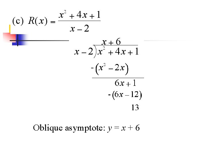 Oblique asymptote: y = x + 6 