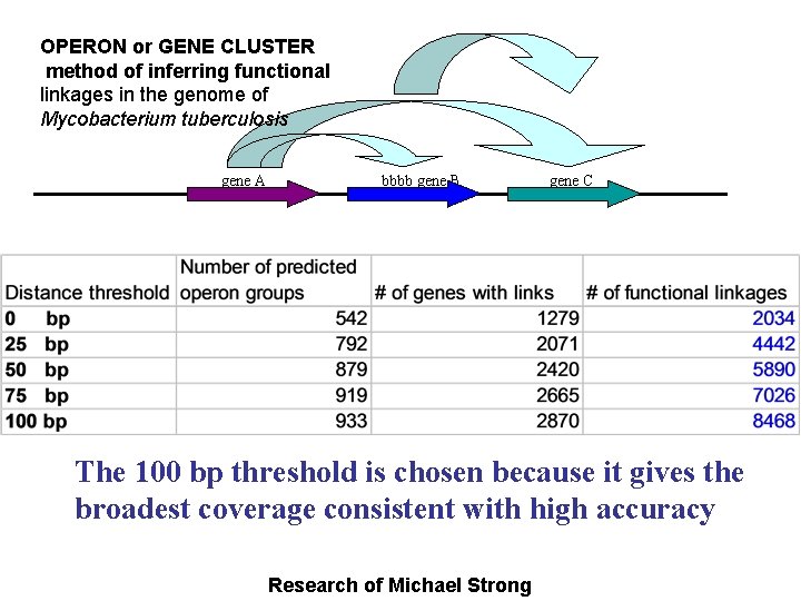 OPERON or GENE CLUSTER method of inferring functional linkages in the genome of Mycobacterium