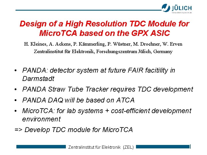 Design of a High Resolution TDC Module for Micro. TCA based on the GPX