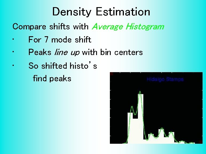 Density Estimation Compare shifts with Average Histogram • For 7 mode shift • Peaks