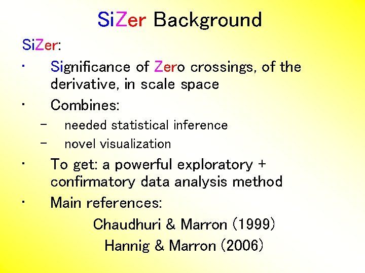 Si. Zer Background Si. Zer: • Significance of Zero crossings, of the derivative, in