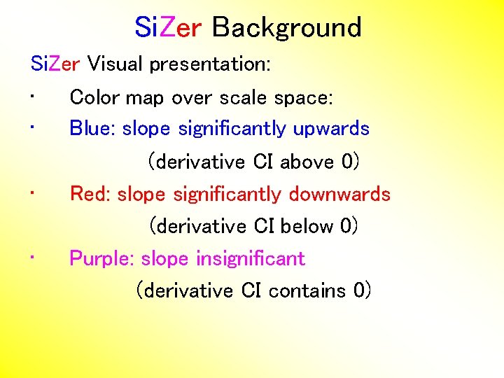 Si. Zer Background Si. Zer Visual presentation: • Color map over scale space: •