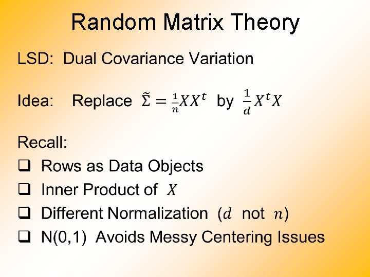 Random Matrix Theory • 