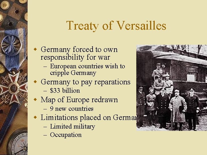 Treaty of Versailles w Germany forced to own responsibility for war – European countries