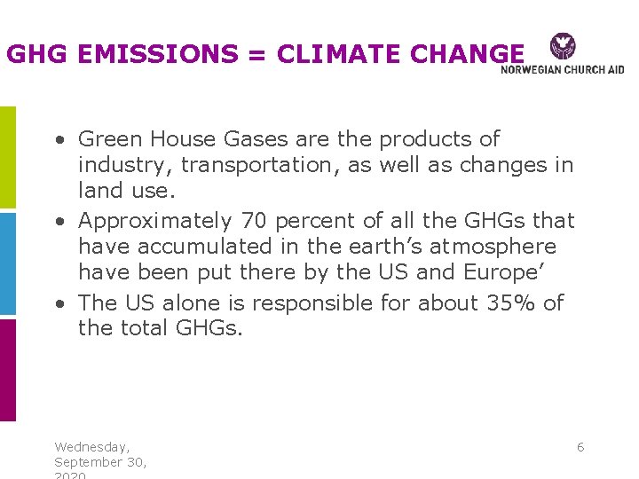 GHG EMISSIONS = CLIMATE CHANGE • Green House Gases are the products of industry,