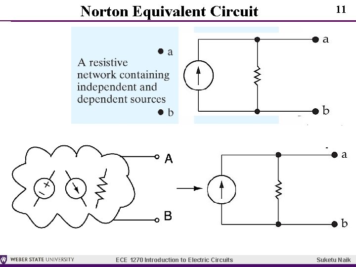 Norton Equivalent Circuit ECE 1270 Introduction to Electric Circuits 11 Suketu Naik 