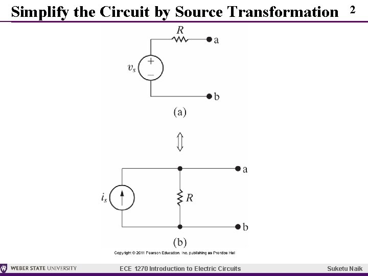 Simplify the Circuit by Source Transformation ECE 1270 Introduction to Electric Circuits 2 Suketu