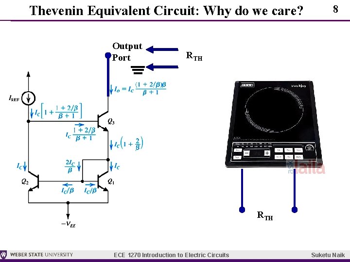 Thevenin Equivalent Circuit: Why do we care? Output Port 8 RTH ECE 1270 Introduction