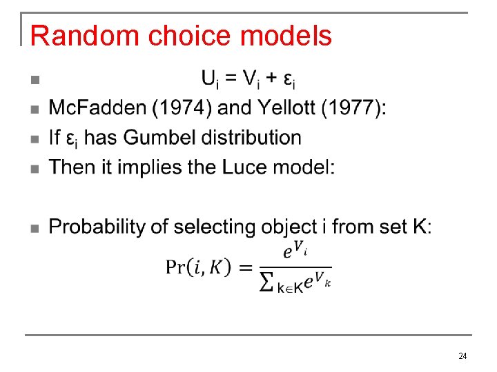 Random choice models n 24 