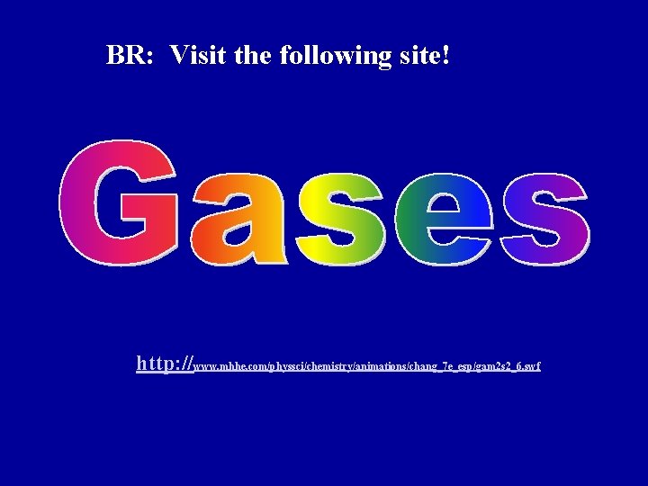 BR: Visit the following site! http: //www. mhhe. com/physsci/chemistry/animations/chang_7 e_esp/gam 2 s 2_6. swf