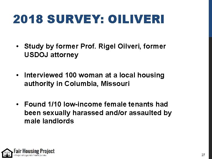 2018 SURVEY: OILIVERI • Study by former Prof. Rigel Oilveri, former USDOJ attorney •