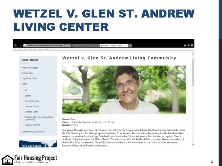 WETZEL V. GLEN ST. ANDREW LIVING CENTER 31 
