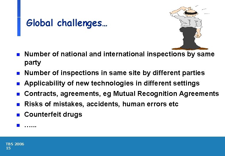 Global challenges… n Number of national and international inspections by same party Number of