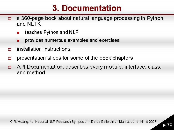 3. Documentation o a 360 -page book about natural language processing in Python and 3. Documentation o a 360 -page book about natural language processing in Python and