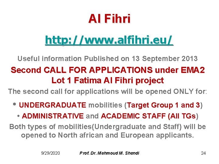 Al Fihri http: //www. alfihri. eu/ Useful information Published on 13 September 2013 Second