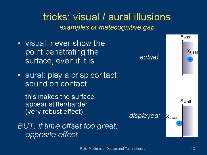 tricks: visual / aural illusions examples of metacognitive gap • visual: never show the