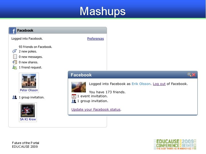 Mashups Future of the Portal EDUCAUSE 2009 